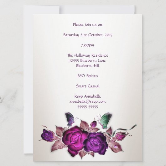 60誕生日ムーヴピンクローズフローラアート3 招待状 (裏面)