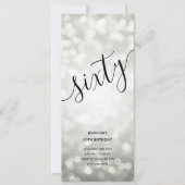 60誕生日メニューシルバーグリッターライト 招待状 (正面)