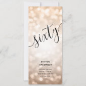 60誕生日メニューバラ金ゴールドグリッターライト 招待状 (正面)