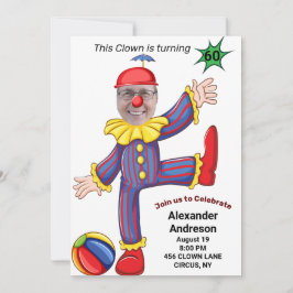 60誕生日メンズニューおもしろいピエロエピックアメージング 招待状