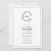 60誕生日モダンブラック&ホワイト葉冠 招待状 (正面)