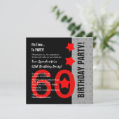 60誕生日モダンレッドシルバーブおもしろいラックA01 招待状 (スタンド正面)