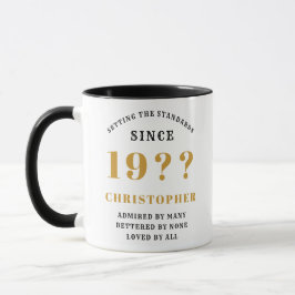 60誕生日モノグラムと年黒金ゴールドマグカップ マグカップ