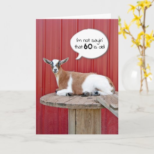60誕生日ヤギのユーモア カード (黄色い花)