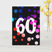 60誕生日レインボンドットオンブラックカード カード (黄色い花)