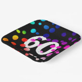 60誕生日レインボンドットオンブラック ペーパープレート (傾斜あり)