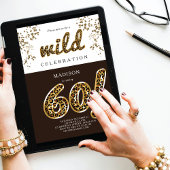 60誕生日レオパード箔バルーンスクリプト 招待状