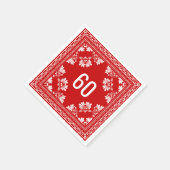 60誕生日レッドバンダナ スタンダードカクテルナプキン (角)