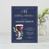 60誕生日レッドワインネイビーブルーパーティー 招待状 (スタンド正面)