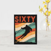 60誕生日レトロスキースキー60歳の男性Wom カード (黄色い花)