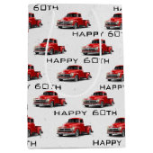 60誕生日レトロレッドトラック中抱き枕 ミディアムペーパーバッグ (正面)