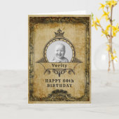 60誕生日レトロヴィンテージモノグラム写真アダルト カード (黄色い花)