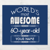 60誕生日ワールド最高のスファブリックダークブルー ビールラベル (シングルラベル)