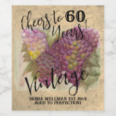 60誕生日ヴィンテージカスタマイズ可能なワインラベル ワインラベル (シングルラベル)