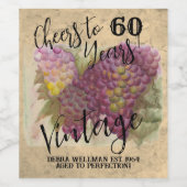 60誕生日ヴィンテージカスタマイズ可能なワインラベル ワインラベル (シングルラベル)