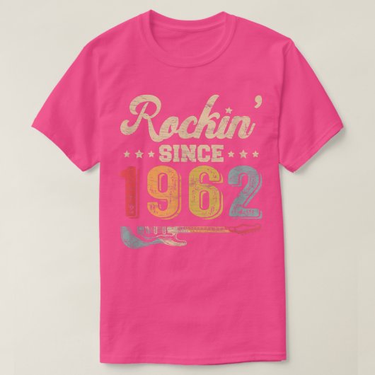 60誕生日ヴィンテージギターロックイン1962年以来Gui Tシャツ (デザイン正面)