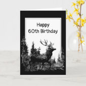 60誕生日ヴィンテージシカ動物 カード (黄色い花)