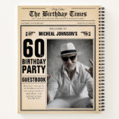 60誕生日ヴィンテージ新聞カスタムゲストブック ノートブック (裏面)