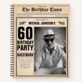 60誕生日ヴィンテージ新聞カスタムゲストブック ノートブック (正面)