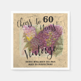 60誕生日ヴィンテージ水彩ワインをテーマ スタンダードカクテルナプキン