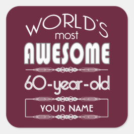 60誕生日世界最高のの素晴らしいダークレッド スクエアシール
