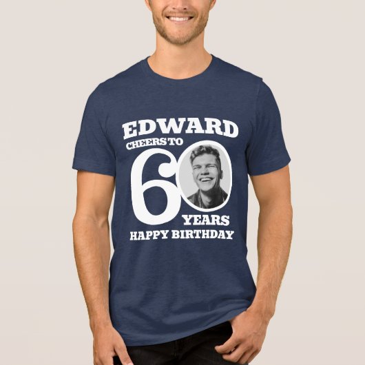 60誕生日両面写真名白文字 トライブレンドＴシャツ (正面)