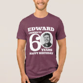 60誕生日写真と名前のホワイト文字 トライブレンドTシャツ (正面)