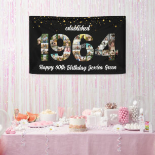 60誕生日写真コラージュ1964年設立 横断幕