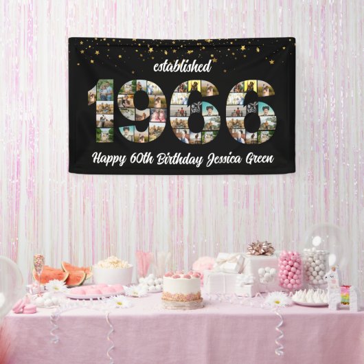 60誕生日写真コラージュ1966年設立 横断幕 (パーティー)