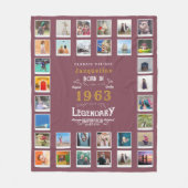 60誕生日写真テンプレートマザー祖母Fl フリースブランケット (正面)