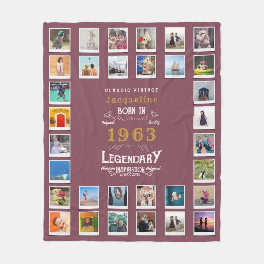 60誕生日写真テンプレートマザー祖母Fl フリースブランケット (正面)