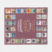 60誕生日写真テンプレートマザー祖母Fl フリースブランケット (正面(横))