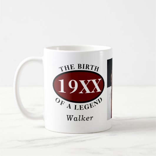 60誕生日写真テンプレート伝説の誕生 コーヒーマグカップ (左)