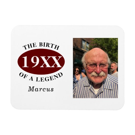 60誕生日写真テンプレート誕生 マグネット (横)