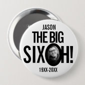 60誕生日大きな6オネーム写真モノ 缶バッジ (正面&裏面)