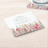 60誕生日威厳がある誕生月花カスタム ペーパーコースター (アングル)