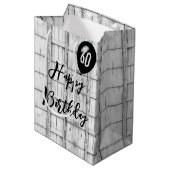 60誕生日対称素朴木目パターン ミディアムペーパーバッグ (正面アングル)