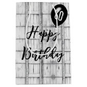 60誕生日対称素朴木目パターン ミディアムペーパーバッグ (正面)