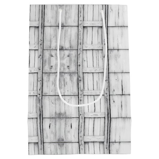 60誕生日対称素朴木目パターン ミディアムペーパーバッグ (裏面)