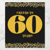 60誕生日応援から60年金ゴールドグリッター ワインラベル (シングルラベル)