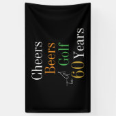 60誕生日応援ビアーズゴルフブラック金ゴールドパーティー 横断幕 (縦)