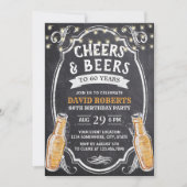 60誕生日応援&ビーズチョーク素朴ボード 招待状 (正面)