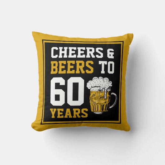 60誕生日応援&ビール60年 クッション (正面)