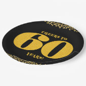 60誕生日応援~60年60歳金ゴールドブラック ペーパープレート (アングル)