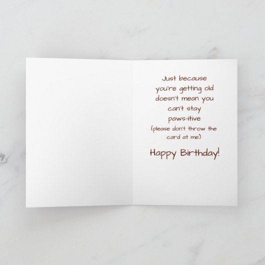 60誕生日悲しい犬がポーシティブユーモアを続ける カード (内部)
