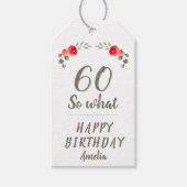 60誕生日感動的水彩バラフローラ ギフトタグ (正面)