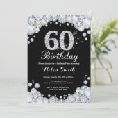 60誕生日招待状シャルボードシルバーダイヤモンド 招待状 (スタンド正面)
