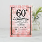 60誕生日招待状ピンクグリッター 招待状 (スタンド正面)