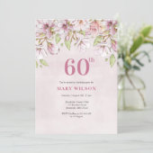 60誕生日招待状ピンクフローラ 招待状 (スタンド正面)