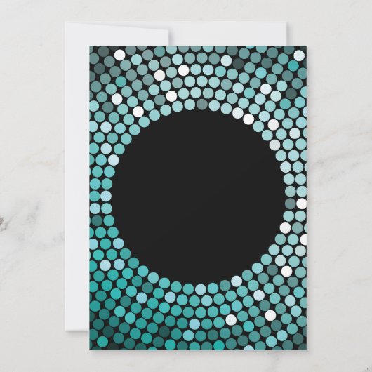 60誕生日招待状ブラックアンドティール(緑がかった色)グリッター 招待状 (裏面)